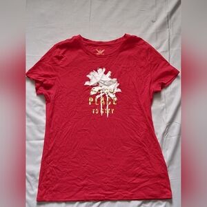 Faded Glory Red Tee with Gold Graphic